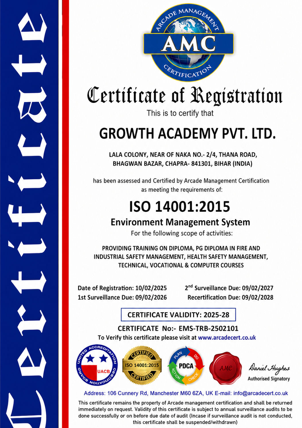 EMS ISO 14001:2015 Certificate